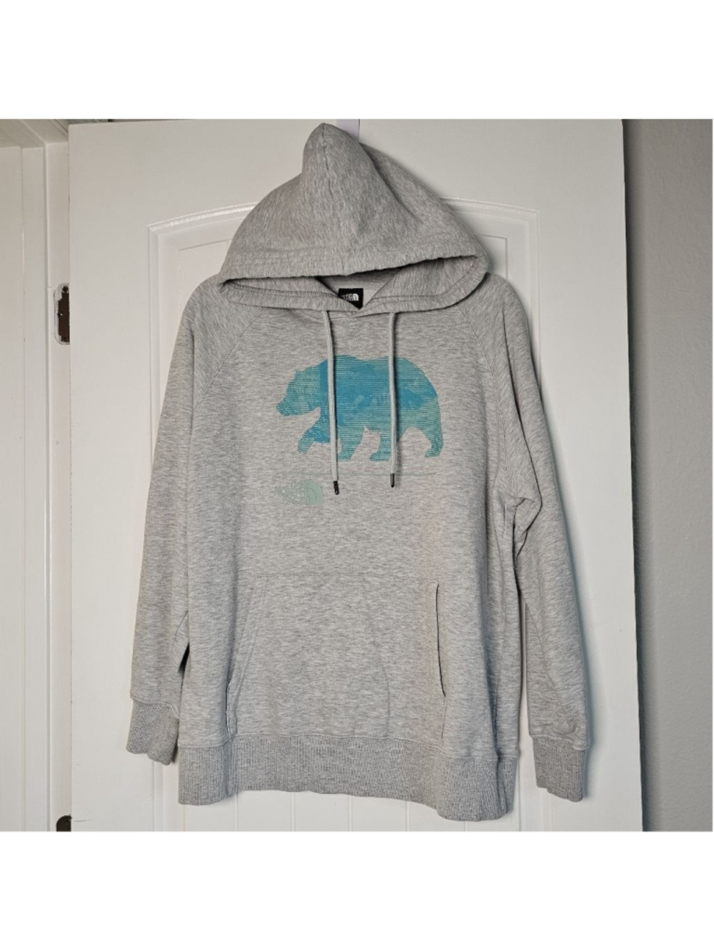 North Face XL polar bear heathered grey hoodie